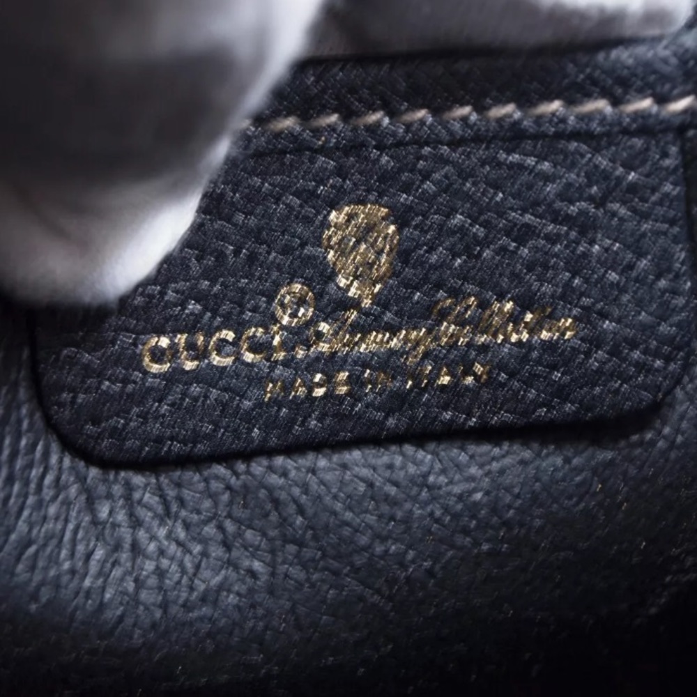 Gucci Gg Web Canvas Black Drawstring Shoulder Bag - image 8